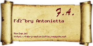 Fábry Antonietta névjegykártya
